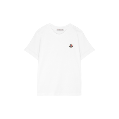 Shop Moncler Kids Logo Cotton T-shirt (4-6 Years) In White