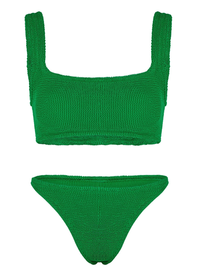 Shop Hunza G Xandra Seersucker Bikini In Green