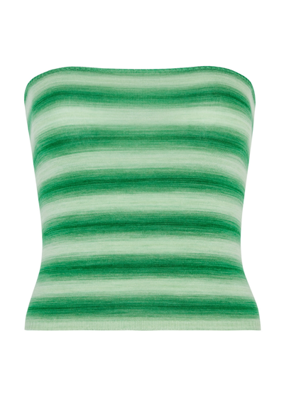 Shop Gimaguas Ludo Strapless Striped Stretch-knit Top In Green