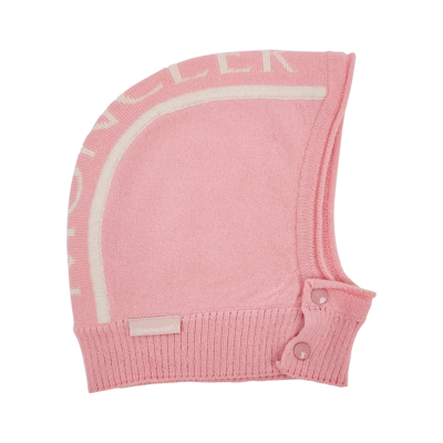 Shop Moncler Harvey Nichols  Kids Pink Logo-intarsia Balaclava, Hat, Wool
