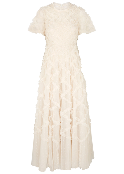 Shop Needle & Thread Evelyn Ruffled Tulle Gown In Cream