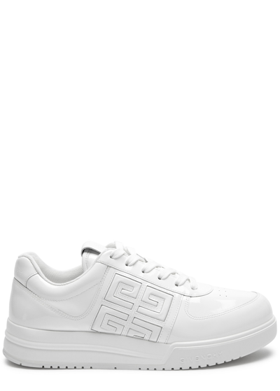Shop Givenchy G4 Glossed Leather Sneakers In White