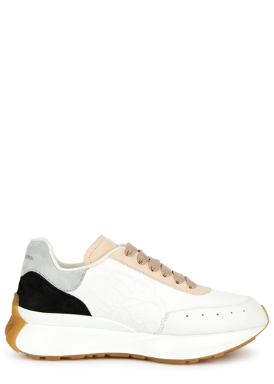 Shop Alexander Mcqueen Sprint Runner Panelled Leather Sneakers In White