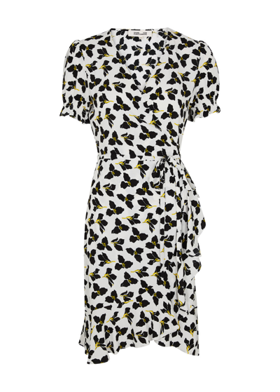 Shop Diane Von Furstenberg Emilia Floral-print Mini Wrap Dress In Ivory