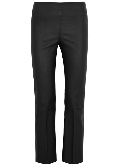 Shop By Malene Birger Florentina Cropped Leather Leggings In Black