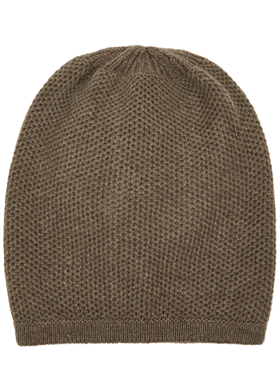 Shop Inverni Waffle-knit Cashmere Beanie In Brown