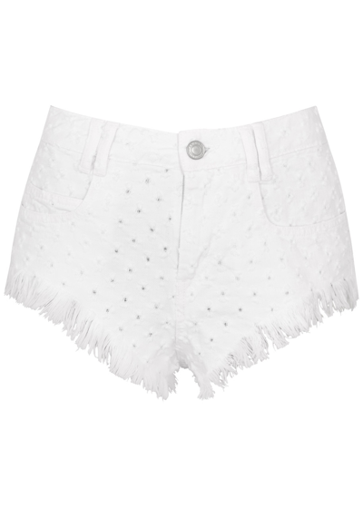 Shop Isabel Marant Aneida Distressed Fil Coupé Shorts In White