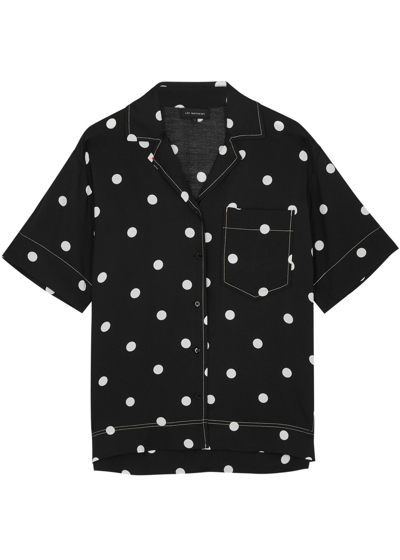 Shop Lee Mathews Olive Polka-dot Twill Shirt In Black