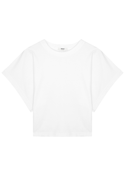 Shop Agolde Britt Cotton T-shirt In White