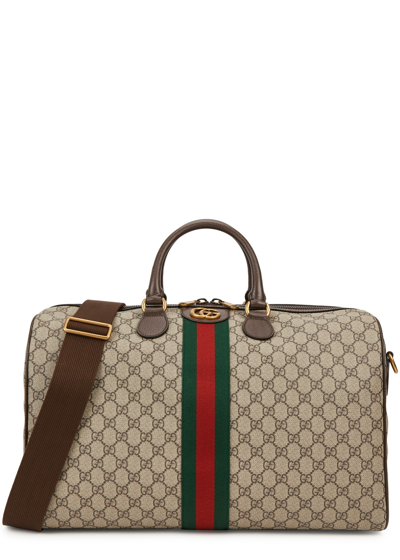 Shop Gucci Ophidia Gg Monogrammed Holdall In Beige