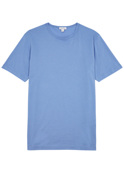 Shop Sunspel Cotton T-shirt In Blue