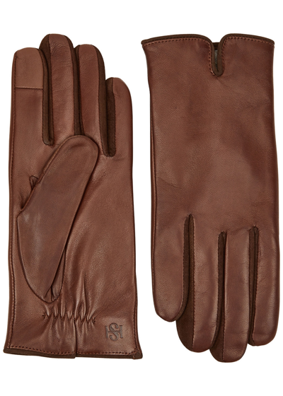 Shop Handsome Stockholm Essentials Leather Gloves In Brown
