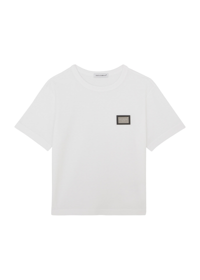 Shop Dolce & Gabbana Kids Logo Cotton T-shirt (2-6 Years) In White
