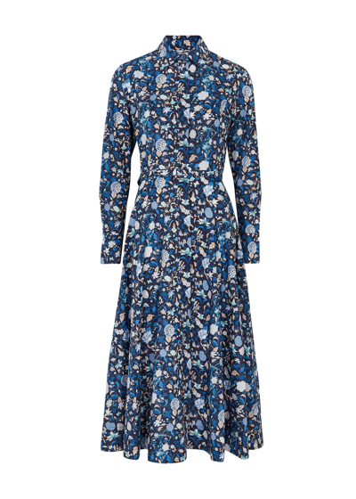 Shop Evi Grintela Lana Floral-print Cotton Midi Dress In Blue
