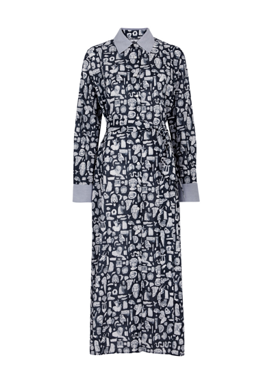 Shop Evi Grintela Valerie Printed Cotton Shirt Dress In Black And White