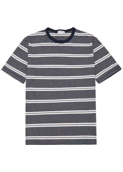 Shop Norse Projects Johannes Striped Cotton-blend T-shirt In Navy