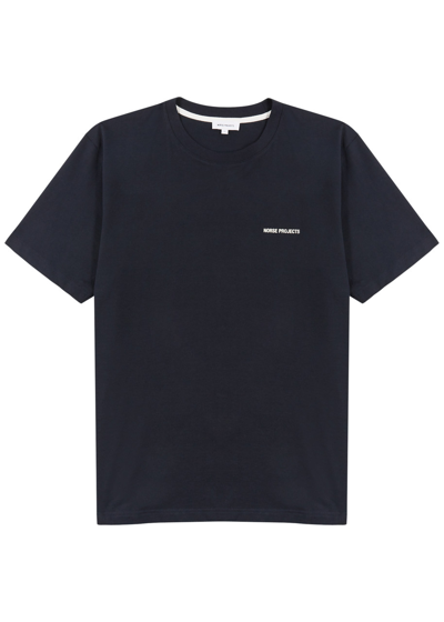 Shop Norse Projects Johannes Logo Cotton T-shirt In Navy