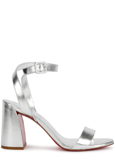 Shop Christian Louboutin Miss Sabina 85 Leather Sandals In Silver