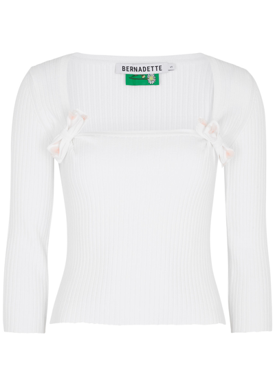Shop Bernadette Marge Ribbed-knit Top In White