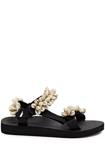Shop Arizona Love Trekky Shell Embellished Sandals, Sandals, Nylon Canvas In Black