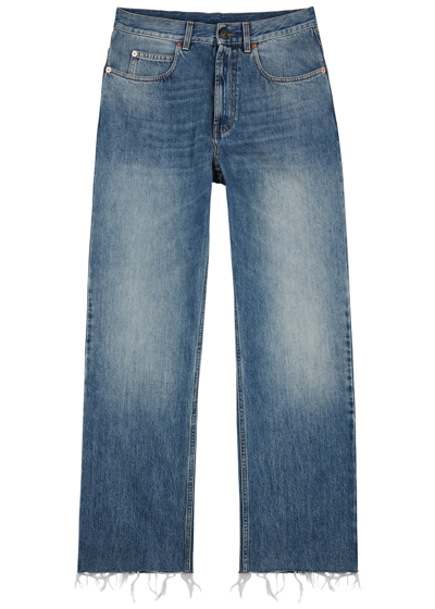 Shop Gucci Distressed Straight-leg Jeans In Denim