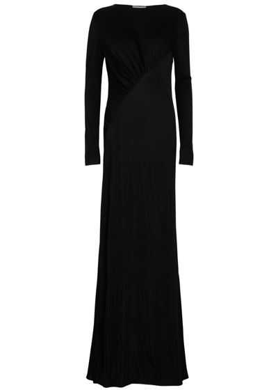 Shop Saint Laurent Yves  Ruched Gown In Black