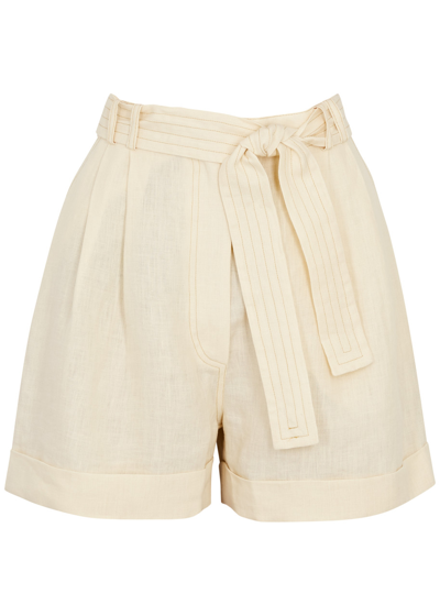Shop Casa Raki Clementina Linen Shorts In Cream