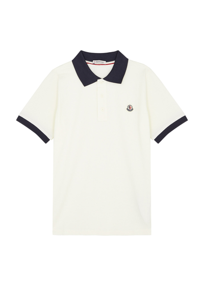 Shop Moncler Kids Piqué Cotton Polo Shirt (12-14 Years) In White Other