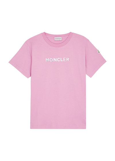 Shop Moncler Kids Logo Cotton T-shirt (12-14 Years) In Pink