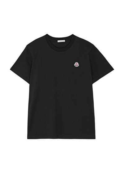 Shop Moncler Kids Logo Cotton T-shirt (12-14 Years) In Black