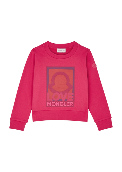 Shop Moncler Kids Printed Cotton Sweatshirt (6 Years) In Pink