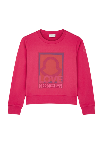 Shop Moncler Kids Printed Cotton Sweatshirt (12-14 Years) In Pink