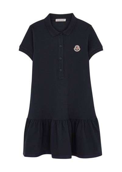 Shop Moncler Kids Piqué Cotton Polo Dress (4-6 Years) In Navy