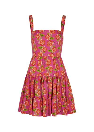 Shop Borgo De Nor Freddie Floral-print Cotton Mini Dress In Red