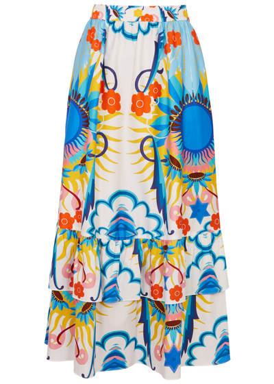 Shop Borgo De Nor Paulina Printed Cotton Midi Skirt In Multicoloured