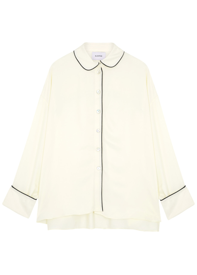 Shop Sleeper Pastelle Satin Pyjama Shirt In Cream