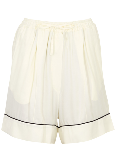 Shop Sleeper Pastelle Satin Pyjama Shorts In Cream