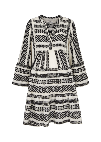 Shop Devotion Twins Devotion Ella Embroidered Cotton Mini Dress In Black And White