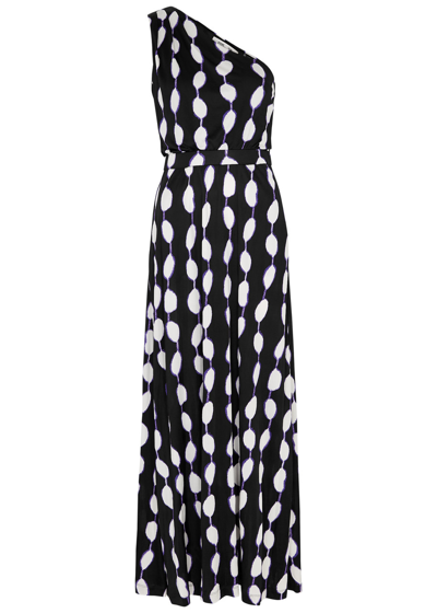 Shop Diane Von Furstenberg Kiera Printed Jersey Maxi Dress In Black