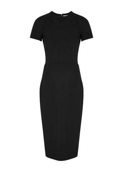 Shop Victoria Beckham Crepe Midi Dress In Black