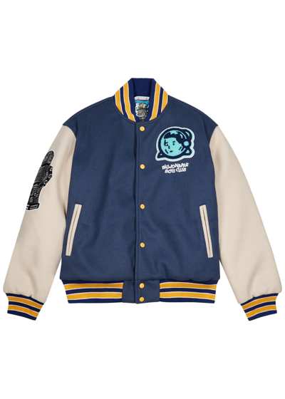 Shop Billionaire Boys Club Kids Spaceman Felt Varsity Jacket In Blue