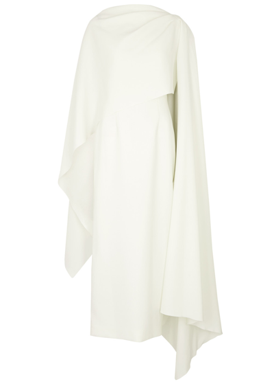 Shop Roksanda Demetria Cape-effect Midi Dress In Ivory