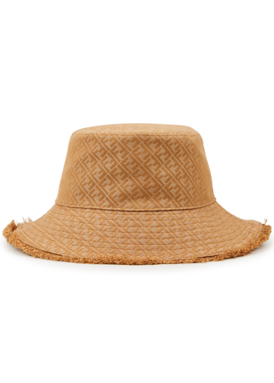 Shop Fendi Ff-jacquard Canvas Bucket Hat In Brown
