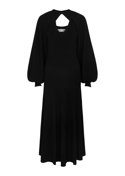 Shop Palmer Harding Palmer//harding Serenity Ribbed-knit Midi Dress In Black