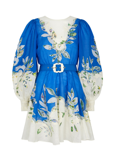Shop Alemais Rita Floral-appliquéd Mini Dress In Cream