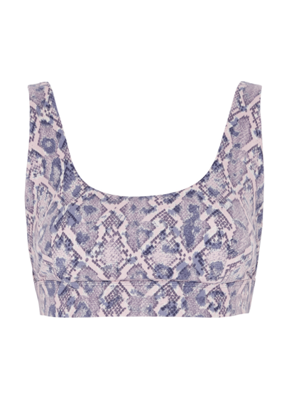 Shop Varley Let's Move Severn Printed Stretch-jersey Bra Top In Lilac