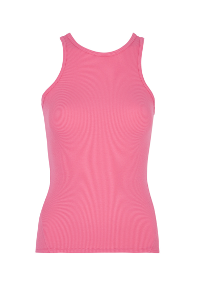 Shop Rag & Bone Essential Ribbed Stretch-cotton Tank In Pink