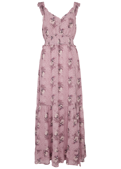 Shop Paige Pacifica Floral-print Silk-georgette Midi Dress In Pink