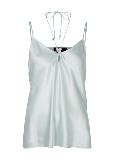 Shop Paige Arina Embellished Silk-satin Camisole Top In Light Blue
