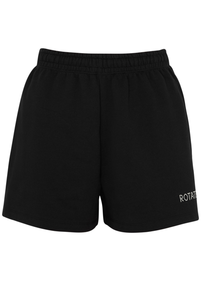 Shop Rotate Birger Christensen Rotate Sunday Logo-embellished Cotton Shorts, Shorts, Black